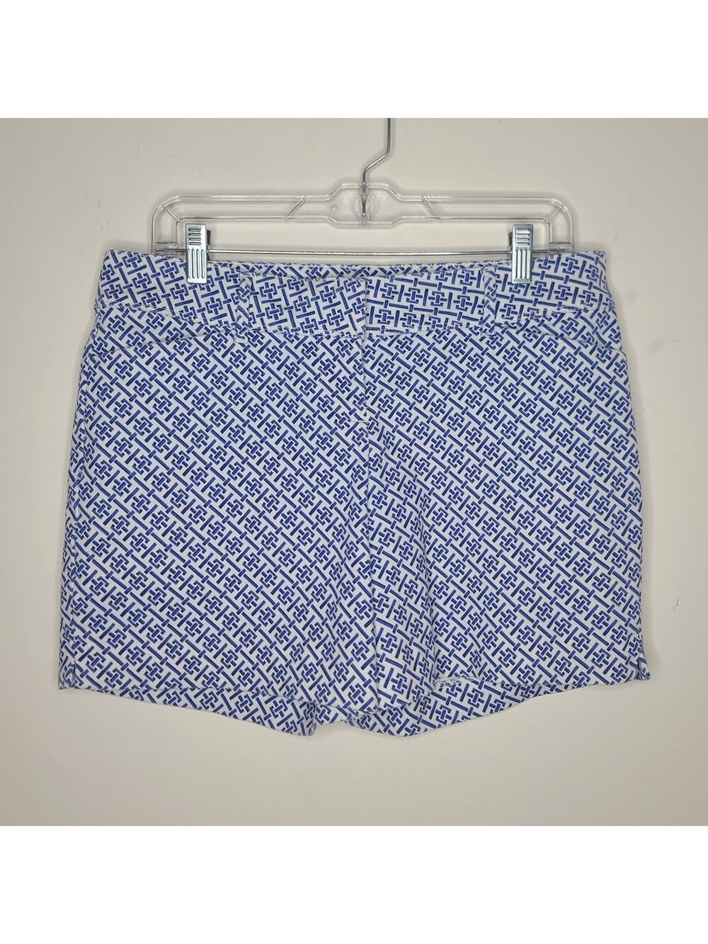 The Limited white blue geometric pattern cotton blend shorts - 6